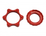 Quaxar CNC Centerlock na 6 śrub adapter oś 15/20mm czerwony